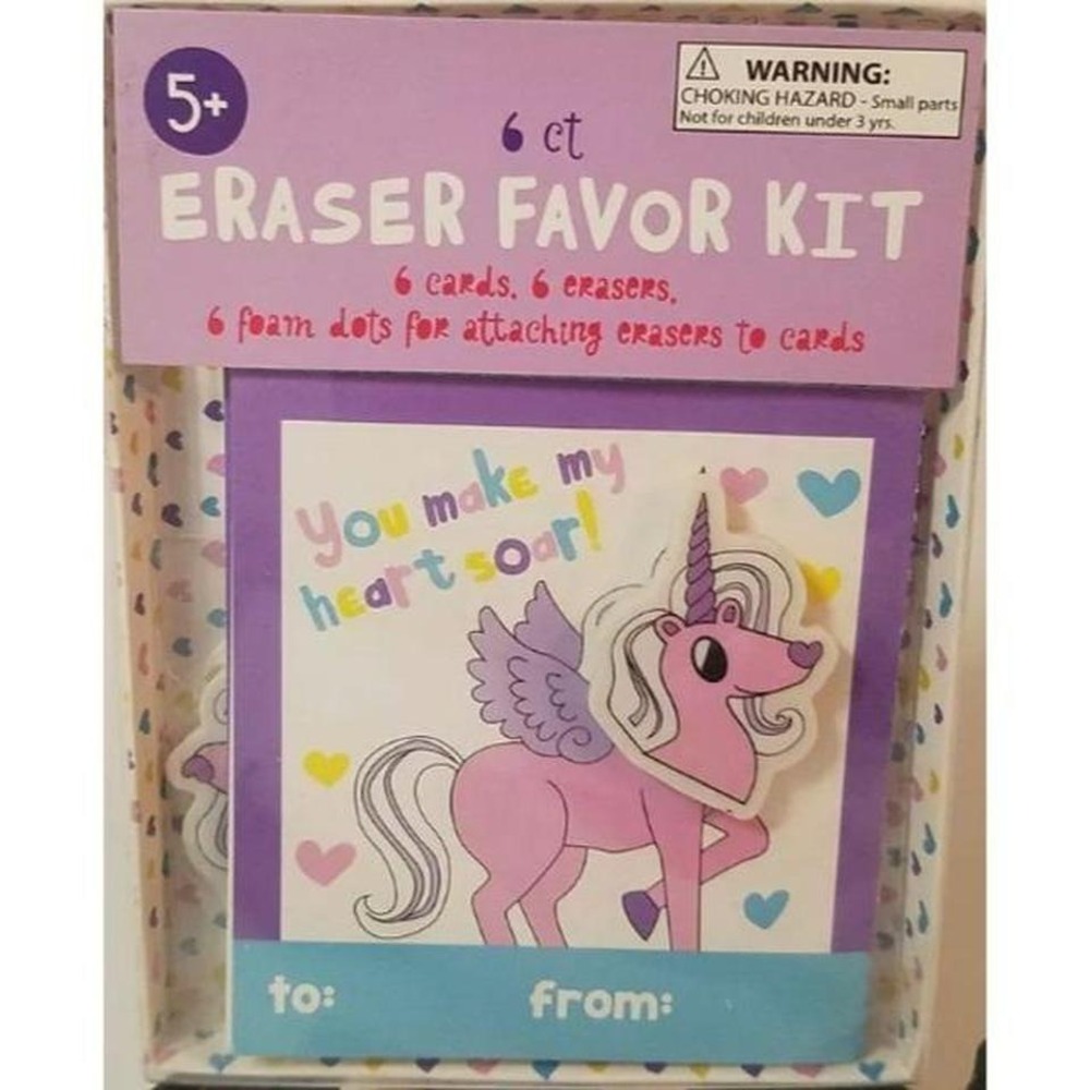 Unicorn Eraser Favor Kit - 12 Ct - Includes 12 Cards & 12 Erasers